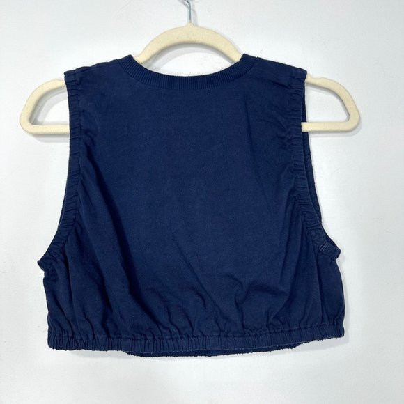 TOIT VOLANT Ruched Crop Tank Top in Navy Size XS - Picture 3 of 6
